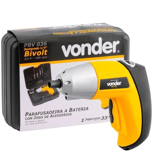 Parafusadeira a bateria 3,6 V Carregador bivolt PBV 036 - Vonder